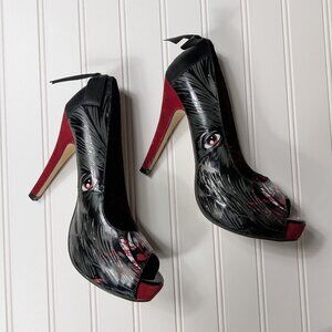 Iron Fist Wolfbeater Platform Heels US 8 Black Red Gothic Punk